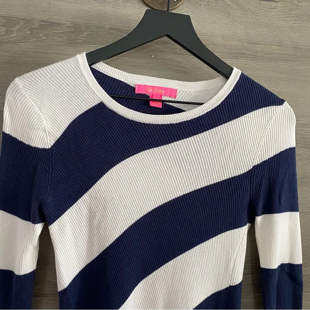 Lilly Pulitzer Striped Asymmetric Sweater Knit Top